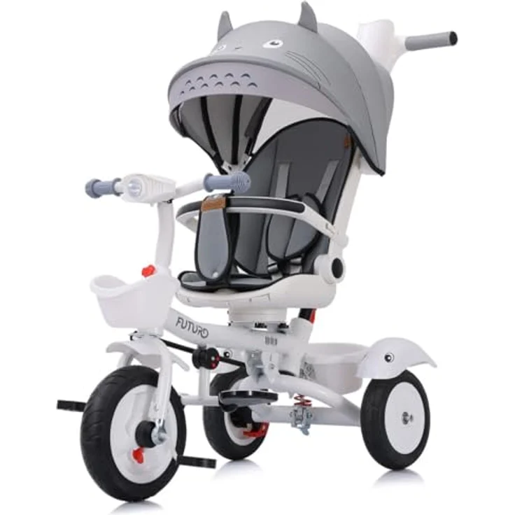 Chipolino Tricycle Futuro 2 in 1, faltbar, mit Becherhalter, Musik und Licht, PU-Räder, grau