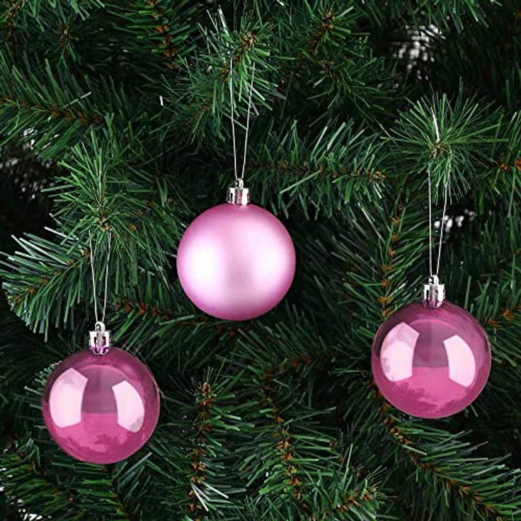 DEUBA® Weihnachtskugeln 54tlg Ø 6cm Kunststoff matt glänzend Christbaumkugeln Christbaumschmuck Anhänger Weihnachtsbaumkugeln Weihnachtsdeko Rosa - Preisvergleich – Bild 3