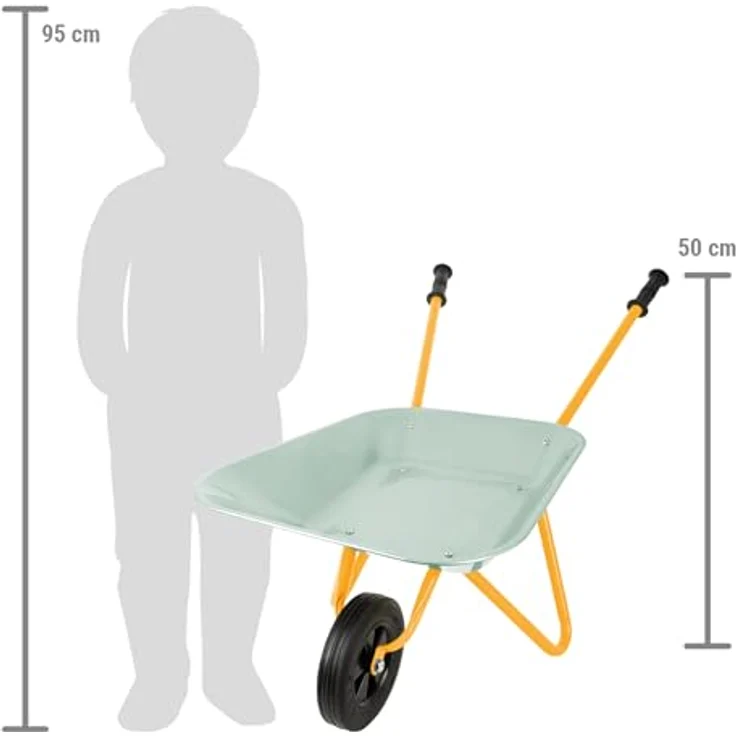 small foot Schubkarre „tiny garden“, robuste Schubkarre mit stabiler Metallmulde, Vollgummi-Reifen und rutschfesten Gummigriffen, farbenfrohes Metallgestell – Bild 2
