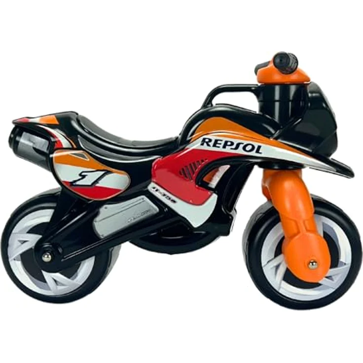 INJUSA Laufrad Motorrad Repsol für Kinder ab 18 Monaten, ergonomisches Design, wasserfeste rutschfeste Dekoration, breite Kunststoffräder, integrierter Tragegriff, stabile Konstruktion – Bild 5