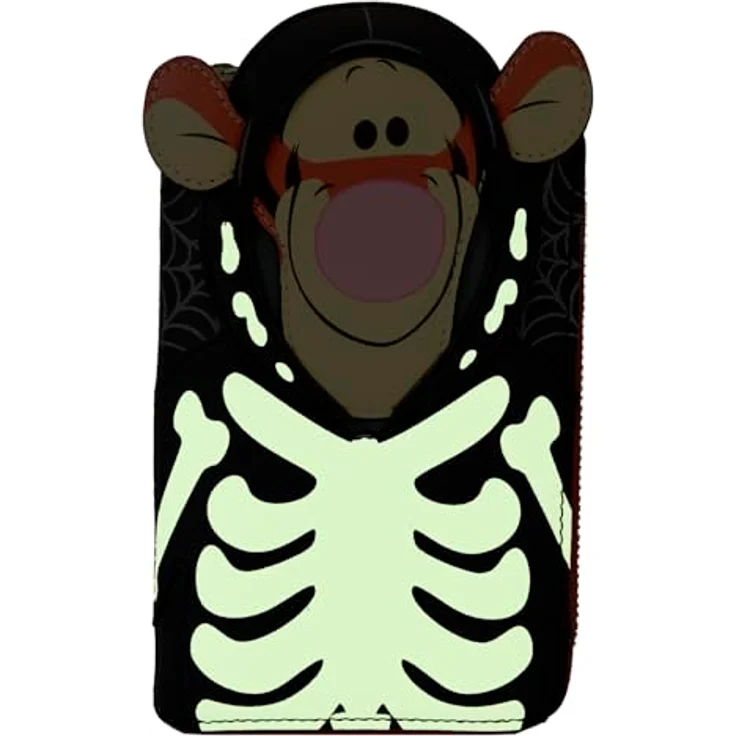 Loungefly Disney Winnie the Pooh Portemonnaie, veganes Leder mit Skeleton Tigger-Motiv, 5 Kartenfächer, goldener Reißverschluss, 15 x 10 cm – Bild 2