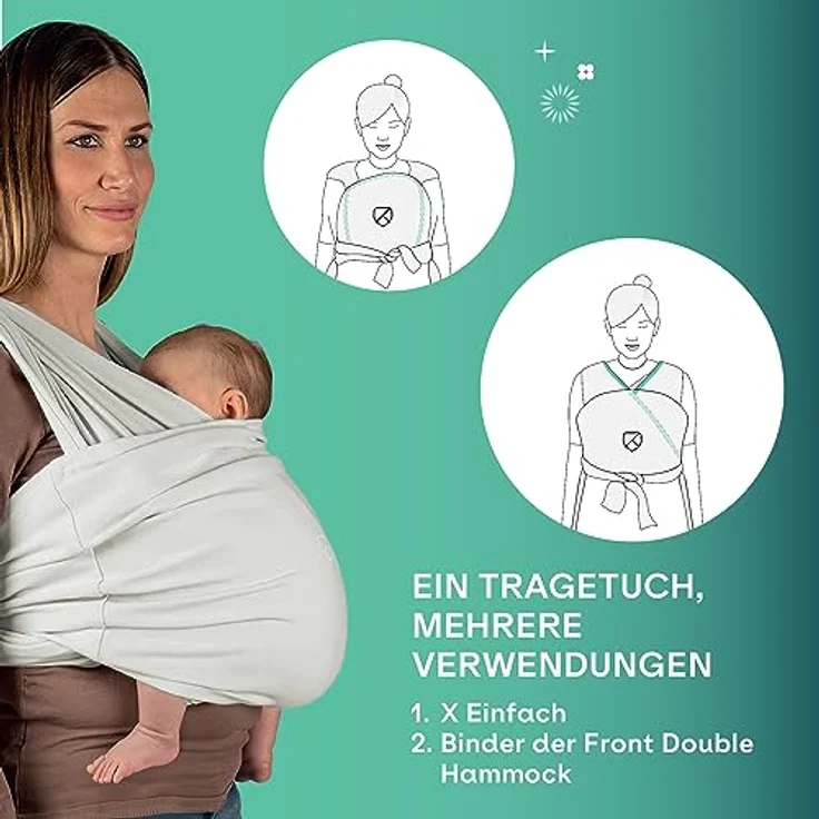 Koala Babycare Cuddle Band 2, elastisches Bauchtragetuch bis 15 kg, verstellbar und unisex, in Bio-Baumwolle – Bild 4