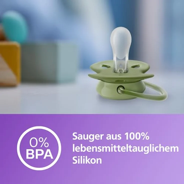 Philips Avent ultra soft Schnuller - 2er Pack, BPA-freier, extra weicher Schnuller für Babys ab 18 Monaten, grün/orange – Bild 4