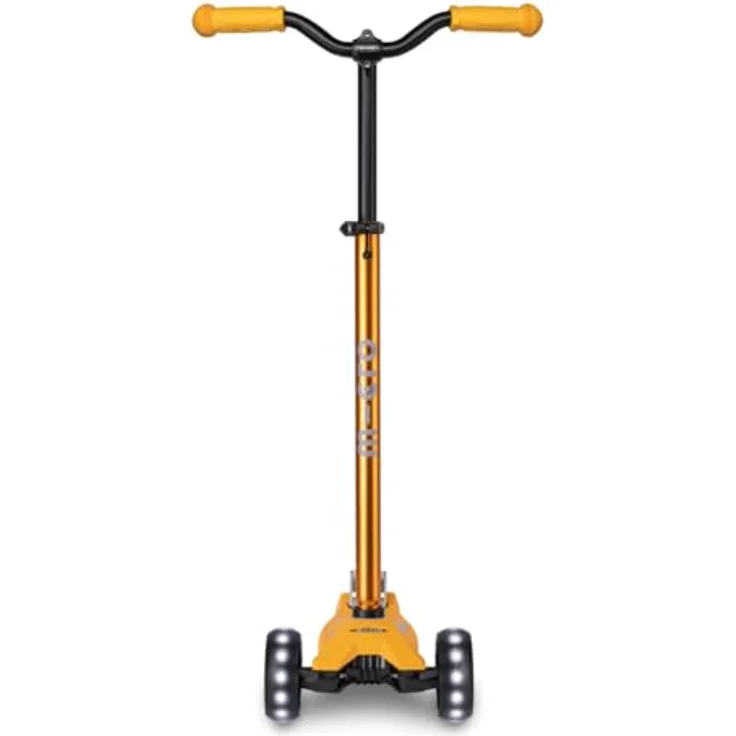 Micro Maxi Micro Deluxe Pro LED Scooter, gelb, mit rutschfestem Trittbrett und höhenverstellbarer Lenkstange – Bild 2