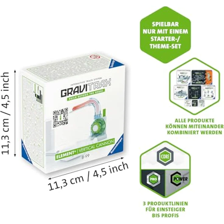 Ravensburger 27465 GraviTrax Element Vertical Cannon - Kugelbahnerweiterung mit vertikaler Kanone, inkl. 3 silberne und 1 rote Kugel, ab 8 Jahren – Bild 3