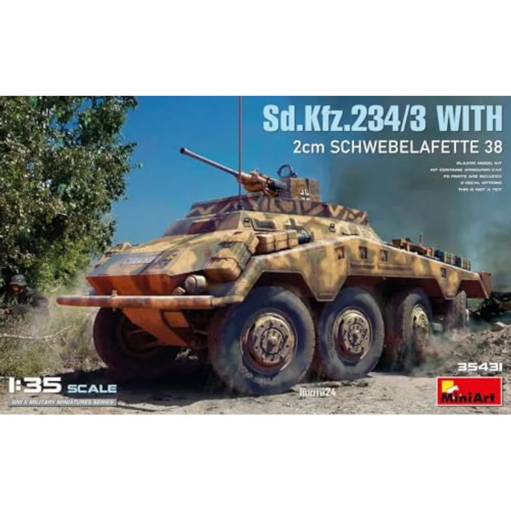Miniart 1:35 Sd.Kfz.234/3, Modellfahrzeug mit 2 cm Lafette 38 und feinen Innendetails – Bild 12