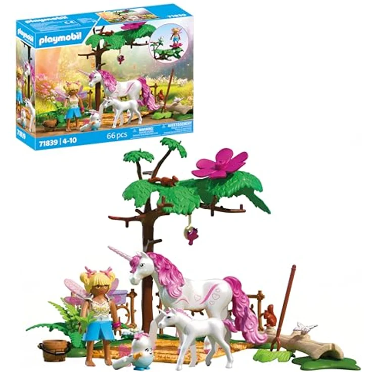 PLAYMOBIL Zauberhafter Einhorn-Stall für Mama und Fohlen, inklusive Fee und Joyling, magisches Spielset – Bild 1