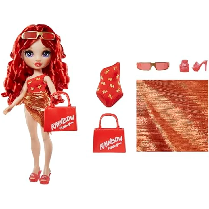 Rainbow High Anziehpuppe Rainbow High Swim & Style Fashion Doll- Ruby (Red), Bademodepuppe mit Accessoires – Bild 2
