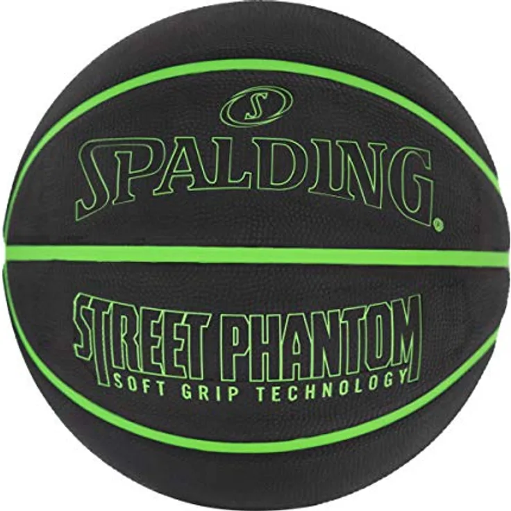 Spalding Phantom Ball 84384Z, Unisex Basketball Größe 7 (74,9 cm), Schwarz mit Hochleistungs-Gummiabdeckung und Soft-Grip-Technologie