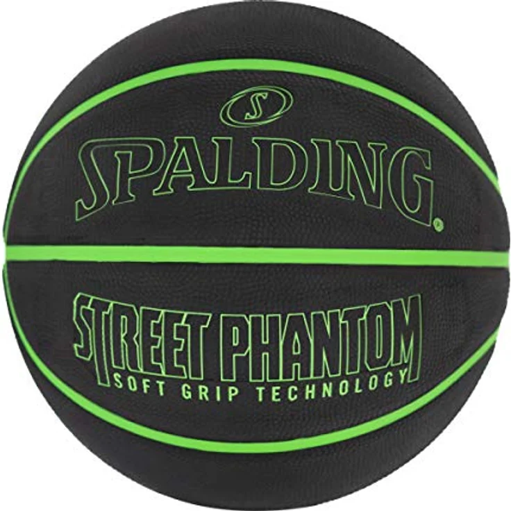 Spalding Phantom Ball 84384Z, Unisex Basketball Größe 7 (74,9 cm), Schwarz mit Hochleistungs-Gummiabdeckung und Soft-Grip-Technologie – Bild 1