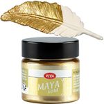 Viva Decor Maya Gold 45ml, Metallic-Acrylfarbe in Gold für Holz, Glas und Porzellan - stoßfest, wischfest, wetterfest für glänzende Metallic-Effekte