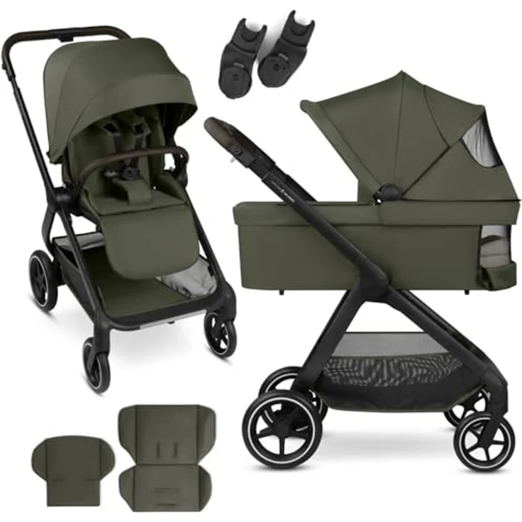 ABC Design City Life 2in1 Kombikinderwagen Set mit Tragewanne, kompakt für die Stadt, robuste Reifen, Farbe Avocado – Bild 1
