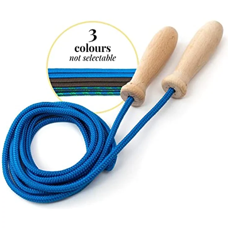 tuuli Accessories Springseil Holzgriff Baumwollseil Fitness Spiel Training 230 cm – Bild 1