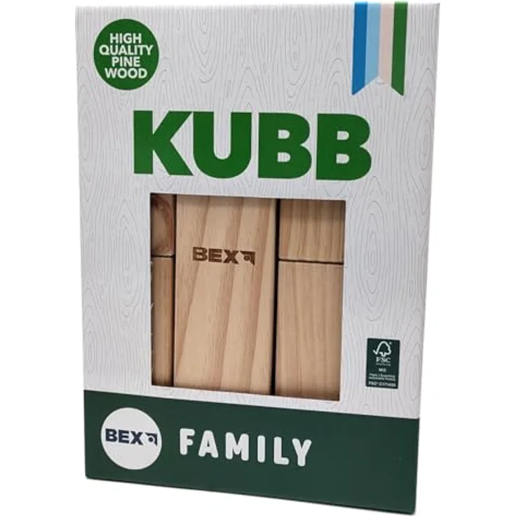 Bex Wikingerschach Kubb, strategisches Wurfspiel aus Holz für 2-12 Spieler, natürliche Farbe, für Indoor & Outdoor