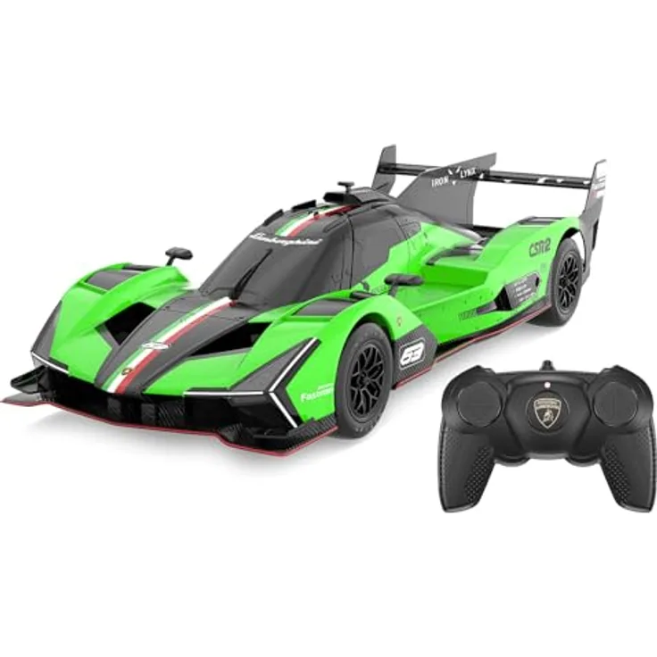 Jamara Germany Lamborghini SC63 LMDH 1:24 grün 2,4GHz, Offiziell lizensiertes Deluxe Car Modell, Roboterlackierung, bis zu 9 Km/h Geschwindigkeit