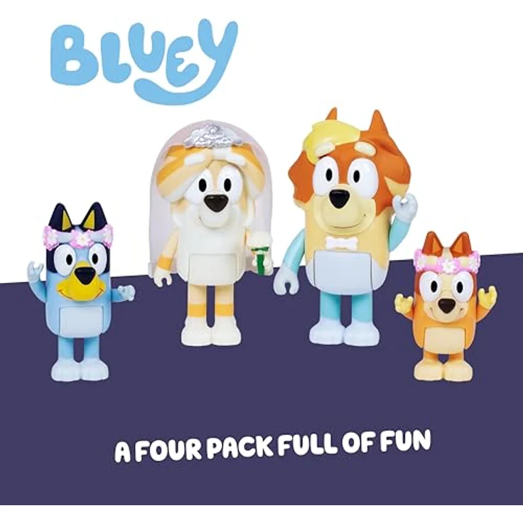 Sonstige Verlage TMT BLUey Uncle's Hochzeit 4er-Pack, Sammelfiguren mit Bluey und Bingo als Blumenmädchen, ab 3 Jahren – Bild 2