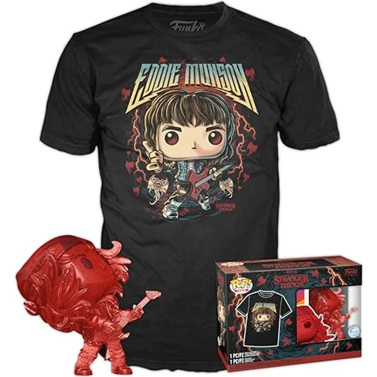Funko POP! & Tee: Stranger Things - Hunter Eddie mit Gitarre - XL T-Shirt und Vinyl-Sammelfigur - ideale Geschenkidee für TV-Fans – Bild 1