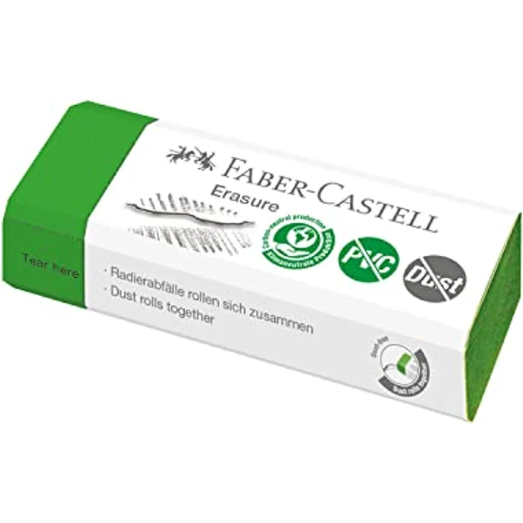 Faber-Castell 187251 - Radiergummi Erasure, PVC-frei, Dust-free, grün, zwei Radierer im Blister – Bild 2
