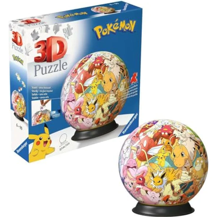 Ravensburger 3D Puzzle 11595 - Puzzle-Ball Pokémon Kanto Region - 3D-Puzzleball für Pokémon Fans ab 6 Jahren, Durchmesser ca. 13 cm – Bild 3