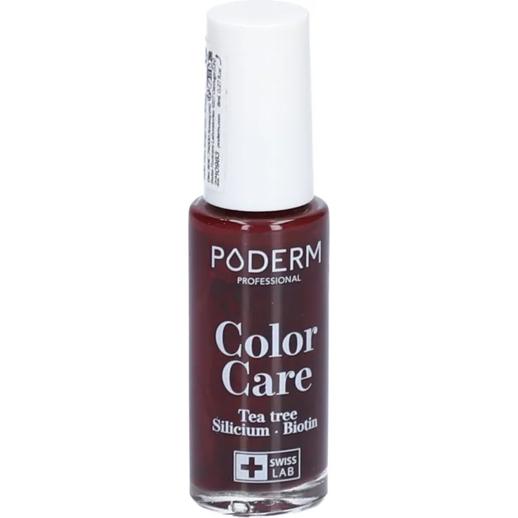 Poderm Vernis Color Care 437, Wirkstoffhaltiger Nagellack mit Teebaumöl zur Pflege und Korrektur von Nägeln, Rouge Noir, 8 ml
