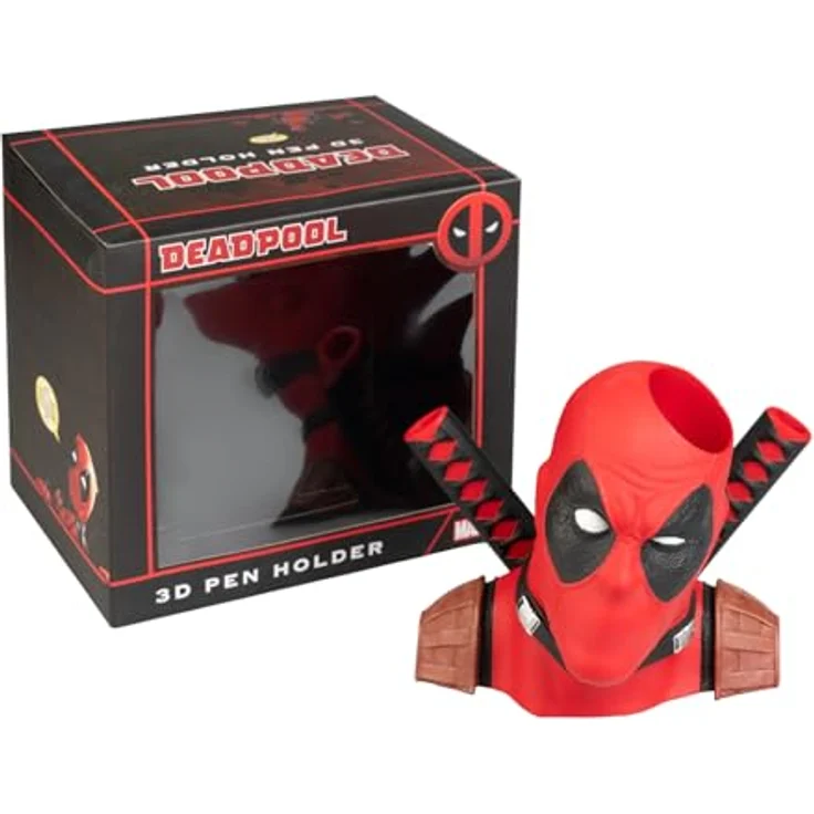 Grupo Erik Stiftehalter Marvel Deadpool, handbemalt, 18 x 16 x 16 cm, Schreibtisch Organizer und Deko, offizieller Marvel Fanartikel – Bild 2