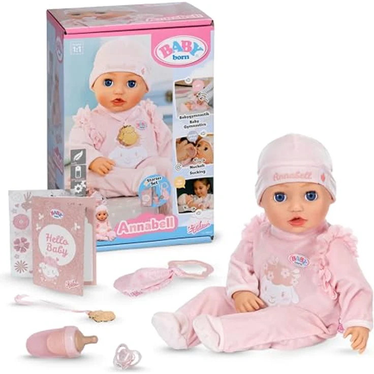 Baby Born Babypuppe Annabell 43 cm, interaktive Puppe mit süßen Geräuschen und Bewegungen, inklusive Fläschchen und Schnuller – Bild 2