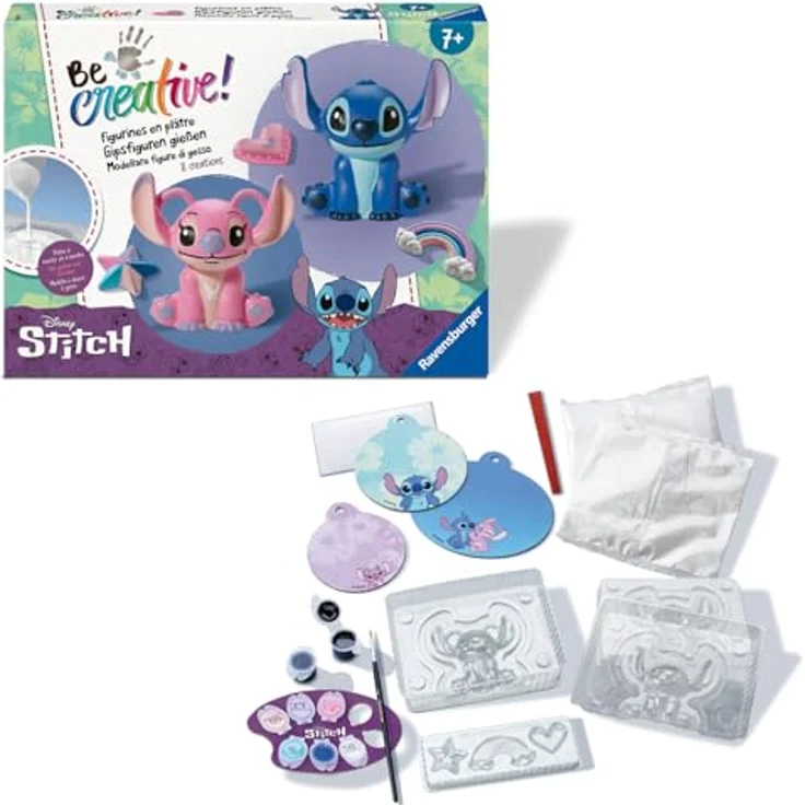 Ravensburger BeCreative Kreativset, Bastelset Gipsgießen Disney Stitch und Angel mit 3D-Gipsfiguren und Dekoteilen – Bild 7