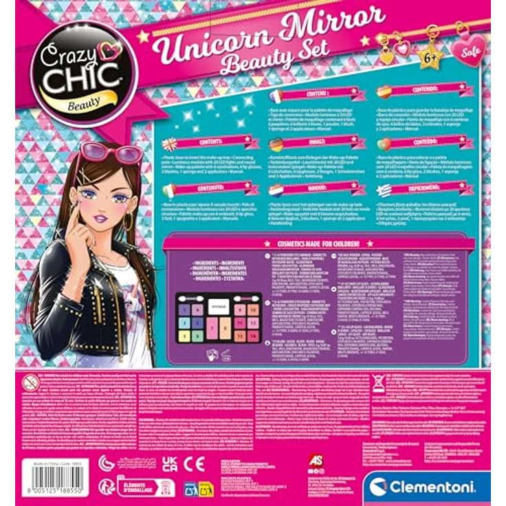 Clementoni Make-up-Spiegel Deluxe - Runder Schminkspiegel mit Beleuchtung, Make-up-Palette und Ablagen für Nagellacke, Fördert Kreativität im Beauty-Bereich, Ab 6 Jahren, Trendiges Design – Bild 3
