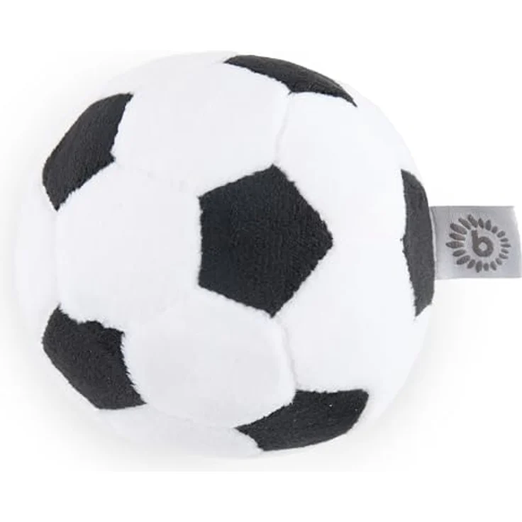 Bieco Softball Fußball mit Rassel, Ø 10 cm, weicher Plüschball für Babys, fördert Motorik und Sinne, maschinenwaschbar – Bild 1