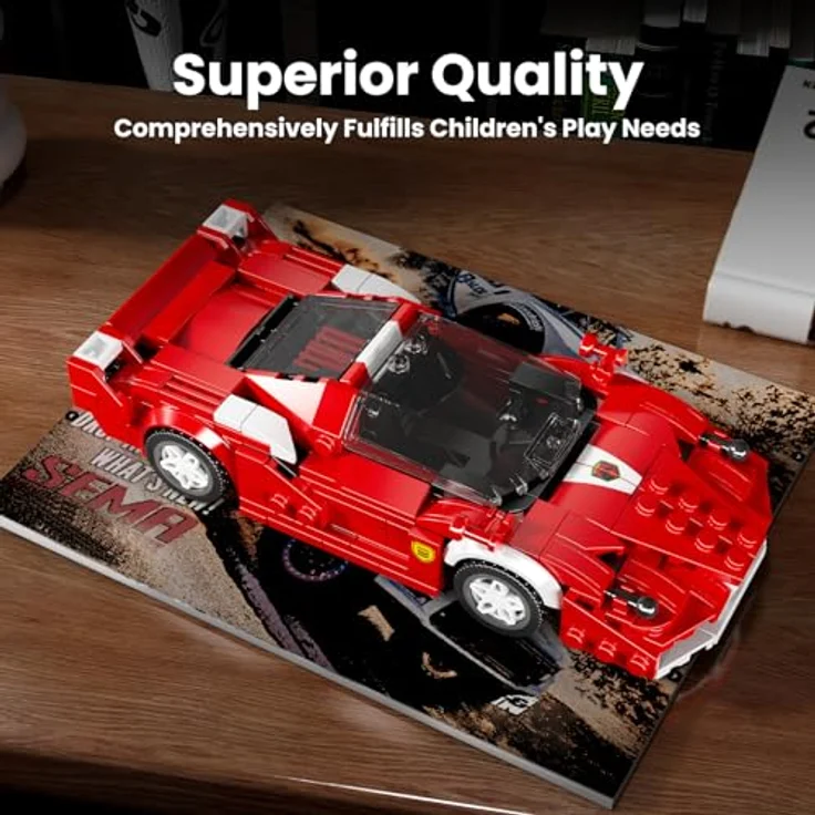 Mould King 27080 Technik Speed Champion Supersportwagen, Klemmbausteine Set mit 433 Teilen und Acryl Vitrine, Drift Auto für Erwachsene – Bild 3