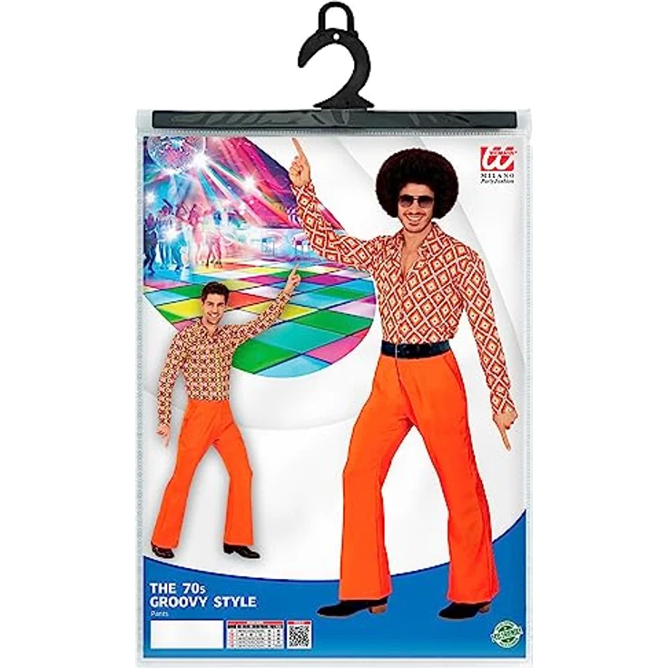 Widmann 70er Jahre Herrenhose, orangefarbene Schlaghose mit bequemen Gummizug, XXL – Bild 5