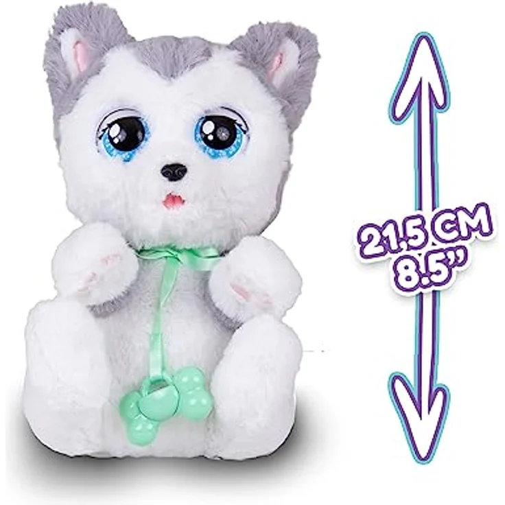 BABY PAWS Husky - Schlafender Hundewelpe und Interaktives Plüschtier Mit Soundfunktion beim Öffnen und Schließen der Augen, inklusive einer Tragedecke!-Geschenk Spielzeug für Kinder ab 18 Monaten – Bild 2