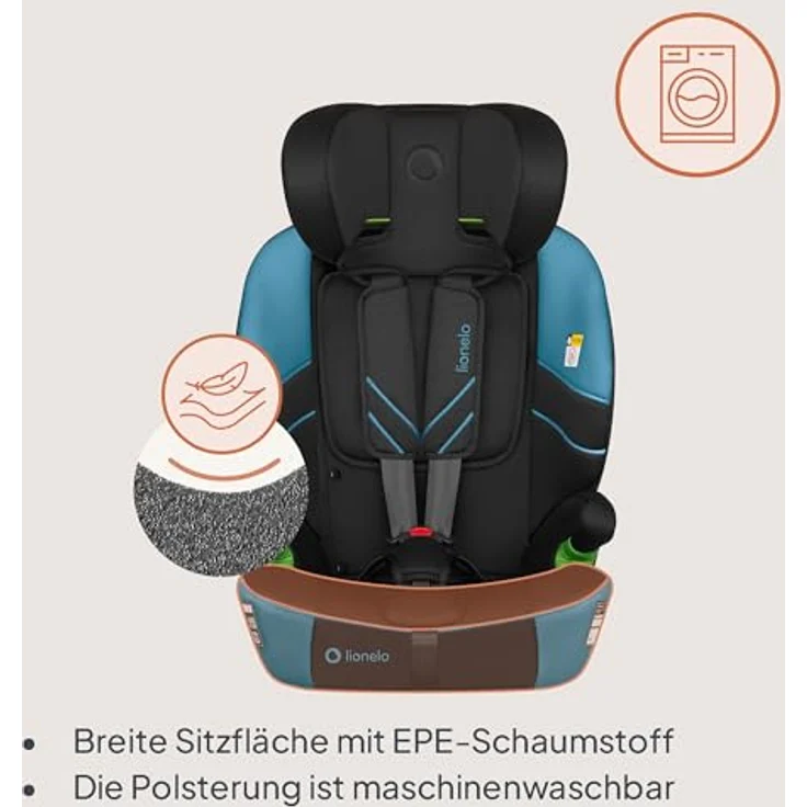 lionelo Autokindersitz LEVI FIX I-SIZE, 76-150 cm, mit Isofix, TopTether, Dri-Seat und verstellbarer Kopfstütze – Bild 7