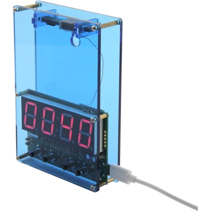 Sol Expert Lötbausatz Funkuhr DCF 11000, Uhr mit 7-Segmentanzeigen und blauem Acrylgehäuse, für ab 14 Jahre – Bild 1