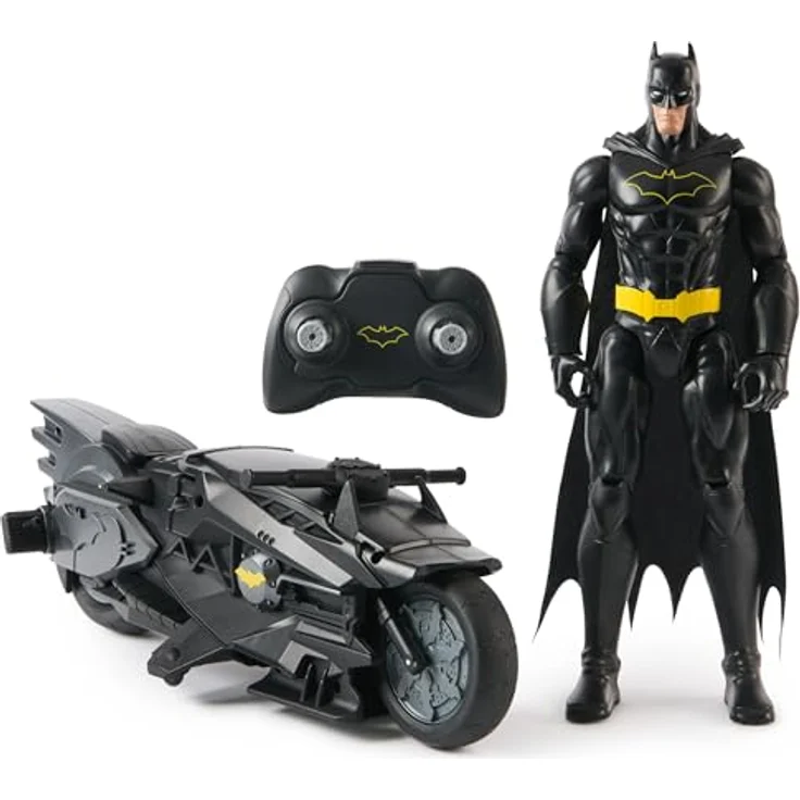 Batman RC Batcycle mit 30 cm Actionfigur, ferngesteuert mit 12 beweglichen Punkten, ideal für Abenteuer – Bild 1