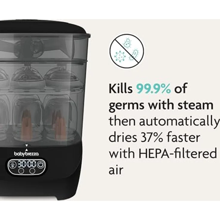 Baby Brezza Sterilisator Dryer Advanced, Dampfsterilisator mit Trocknungsfunktion & HEPA-Filter für Babyflaschen, hygienisch & chemiefrei – Bild 2