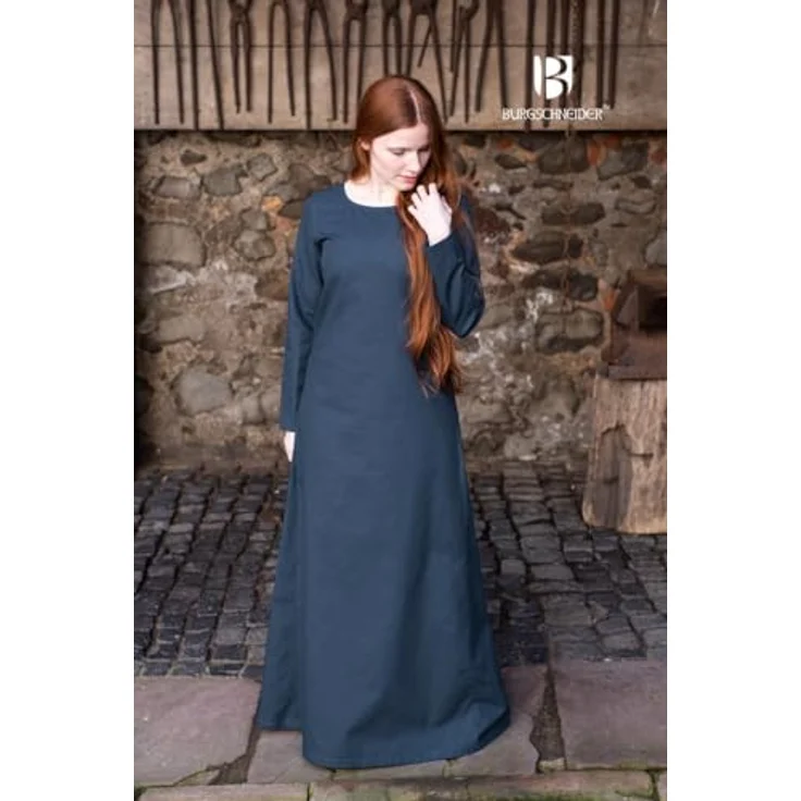 Burgschneider Unterkleid Freya, Waidblau, XL, Unisex, aus Baumwolle, Historisch - Early Medieval, Viking – Bild 3