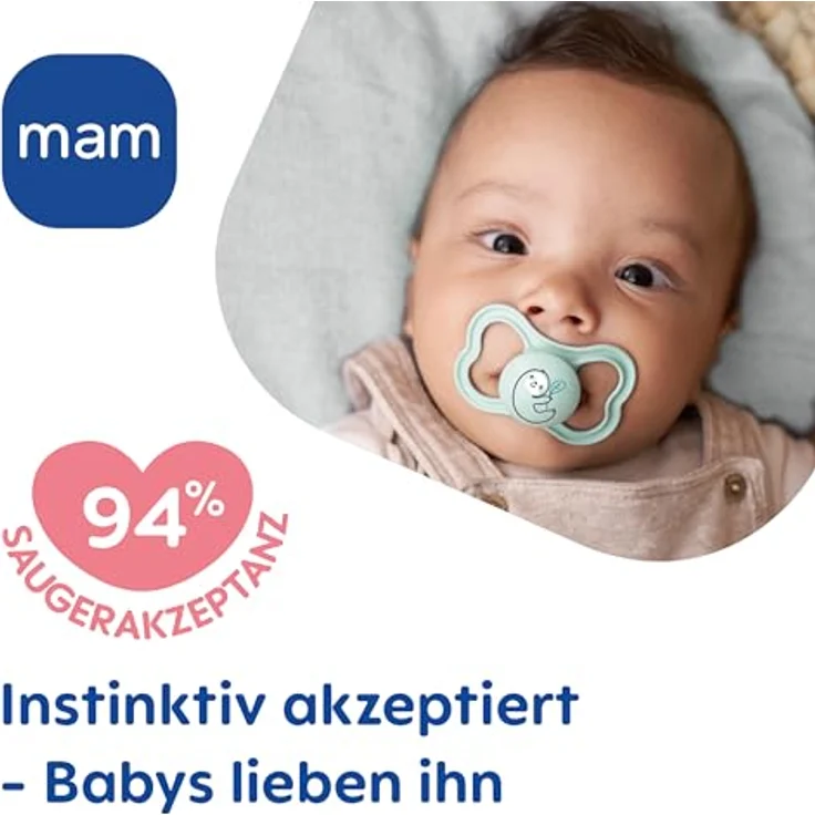 MAM Supreme Night Schnuller im 2er-Set, leuchtender Babyschnuller für gesunde Zahn- und Kieferentwicklung, 6-16 Monate, Bär/Nilpferd – Bild 3