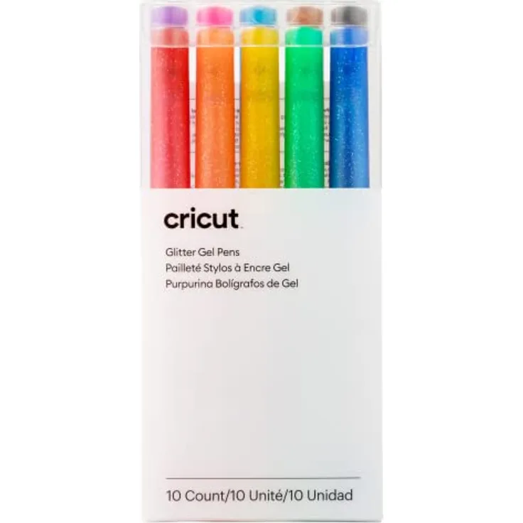 Cricut Glitter Gel Pen Set | Rainbow | Fine Point 0.8mm | 10-pack | For use with Cricut Explore and Maker machines