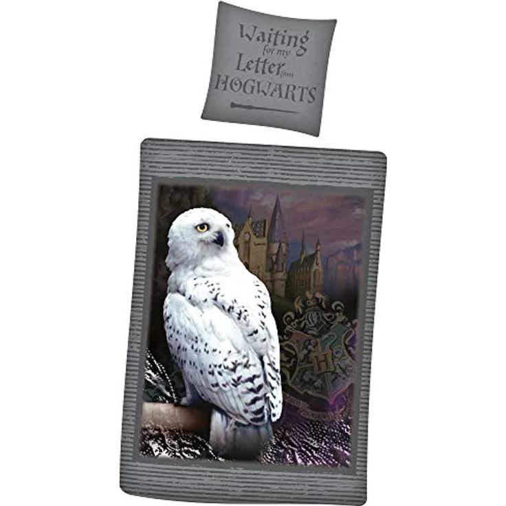 BERONAGE Harry Potter Wende-Bettwäsche Hedwig Eule 135 x 200 + 80 x 80 cm 100% Baumwolle Renforcé-Linon-Qualität mit YKK-Reißverschluss Hogwarts Gryffindor Hufflepuff Ravenclaw Slytherin deutsche Größe, weiß – Bild 3