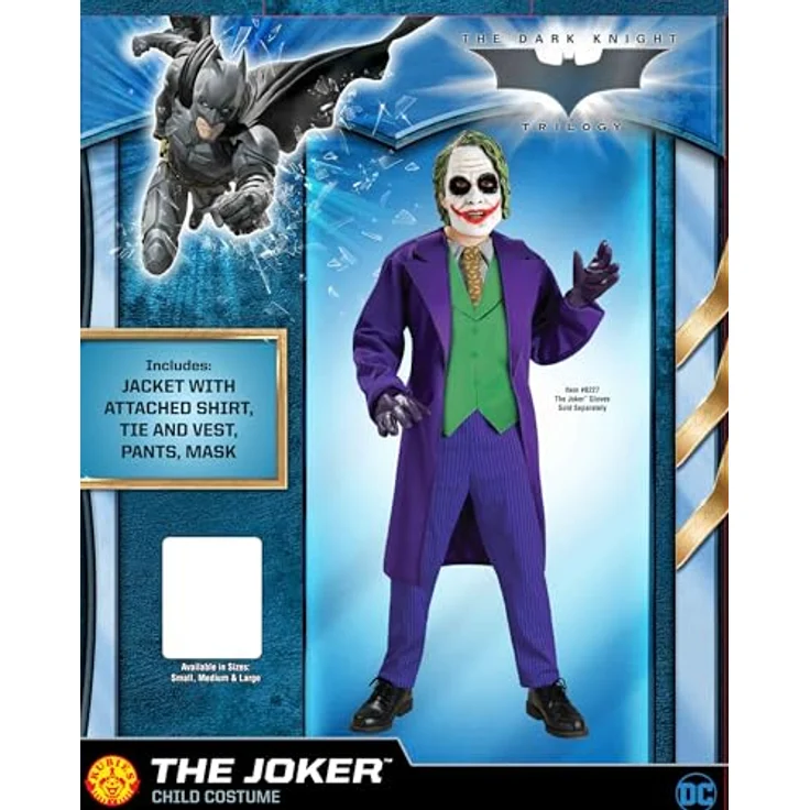 Rubies Batman Joker Deluxe Kostüm für Kinder, dreiteilig mit lilafarbener Jacke, Hose im Nadelstreifenstil und Maske – Bild 2