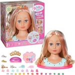BABY born Sister Styling Head, Puppenschminkkopf für Kinder mit Langen blonden Haaren inkl. Schminkpalette, Bürste und Stylingaccessoires, Schminke für Puppe und Kinderhaut, 835432, Zapf Creation