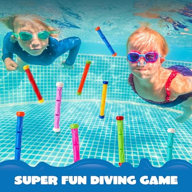 JOYIN 8 Stücke Tauchstäbe, buntes Wasserspielzeug für Kinder, 19 cm, ungiftig und lichtbeständig – Bild 4