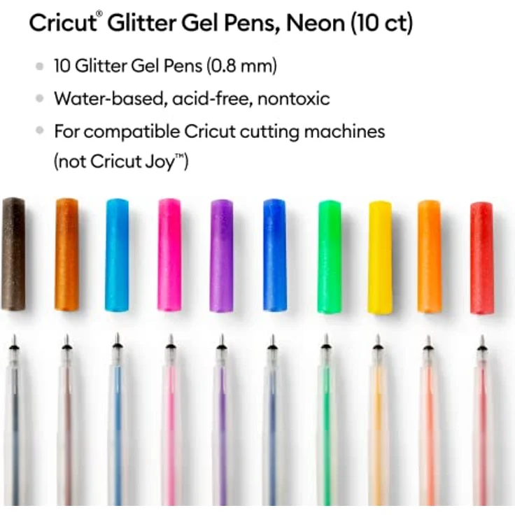 Cricut Glitter Gel Pen Set | Rainbow | Fine Point 0.8mm | 10-pack | For use with Cricut Explore and Maker machines – Bild 2