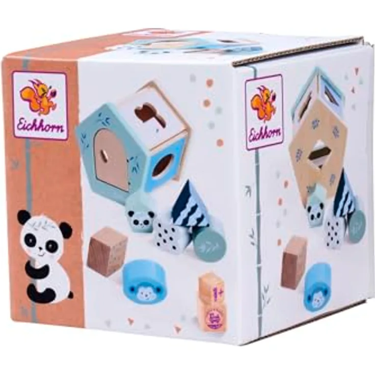 Eichhorn Steckspielzeug Panda, 7-teiliges Steckspiel zur Förderung der Motorik und räumlichen Wahrnehmung für Kinder ab 1 Jahr