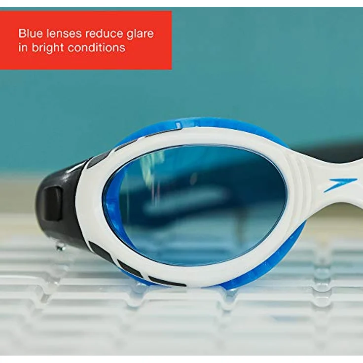 Speedo Futura Biofuse Flexiseal Schwimmbrille, Extra-Komfort, gepolsterte Passform, weiß und blau, Erwachsene Unisex Größe – Bild 4