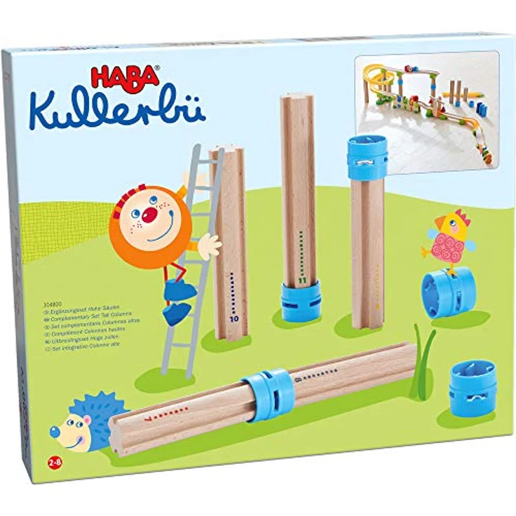 HABA 304800 - Kullerbü Ergänzungsset Hohe Säulen, Zubehör für alle Kullerbü-Bahnen, bringt noch mehr Höhe und Schwung ins Kullerbü-Spiel, ab 2 Jahren – Bild 5