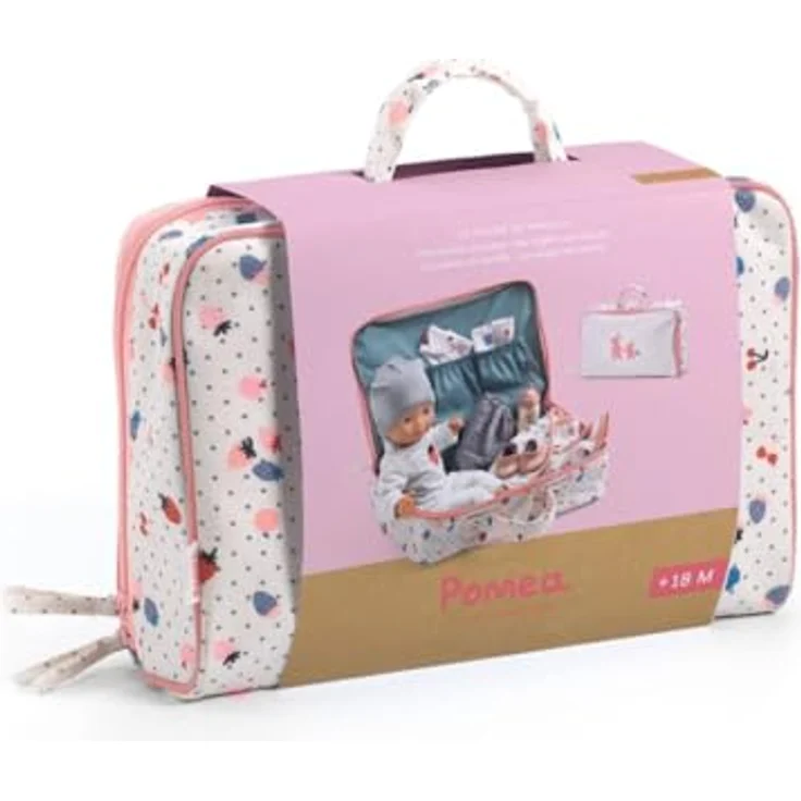 DJECO Pomea Babypuppe mit Koffer, 32 cm, Schlafaugen und umfangreichem Zubehör, für Kinder ab 18 Monaten – Bild 4