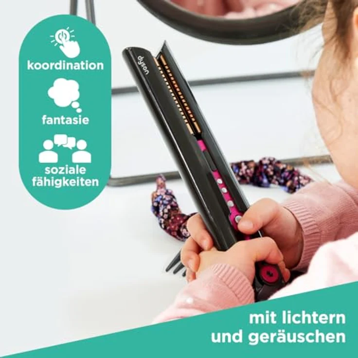Casdon 73552 Dyson Supersonic & Corrale Deluxe Styling-Set | Spielzeug-Haartrockner und-Glätteisen für Kinder ab 3 Jahre | Mit interaktiven Elementen ausgestattet - Preisvergleich – Bild 4