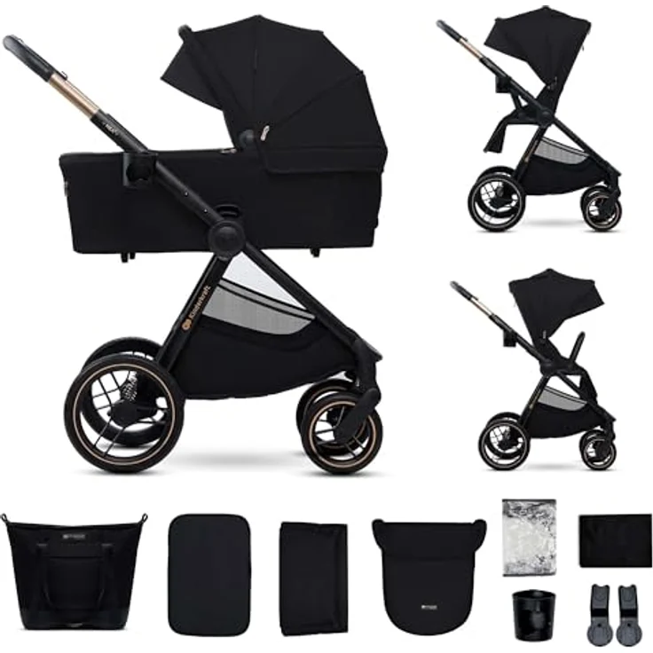 Kinderkraft Kombi-Kinderwagen NEA 2.0, 2-in-1 mit Babywanne und Sportsitz, Teleskopschieber, Zubehörset und Adapter - Midnight Black, bis 22 kg, inkl. Gratis Mobilitätsgarantie – Bild 1
